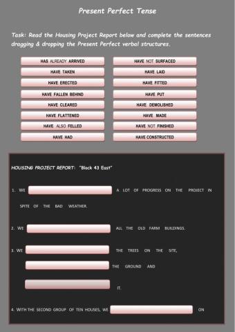 Present Perfect Tense - (3rd..  Part) Housing Project Report