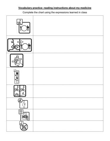 Vocabulary reading medicine labels