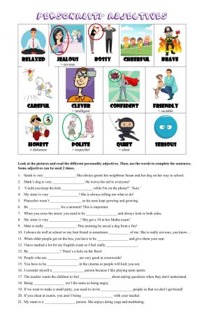 Personality adjectives & hobbies