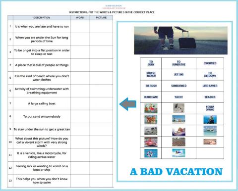 A bad vacation vocabulary
