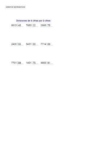 Divisiones de 2 cifras