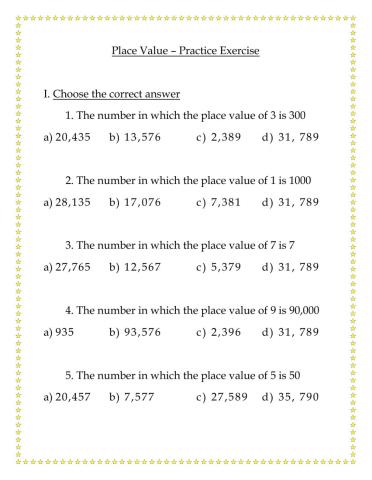 Place Value - Choose