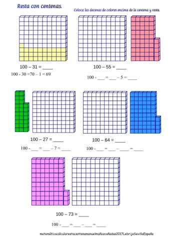 Resta gráfica y numérica con centenas