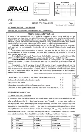 SENIOR 2 PRACTICE EXAM