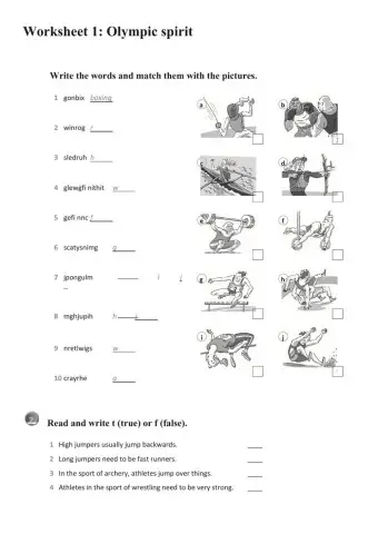 Olympic sports vocabulary