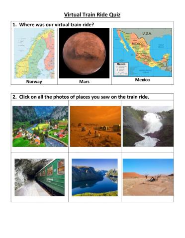Train ride quiz