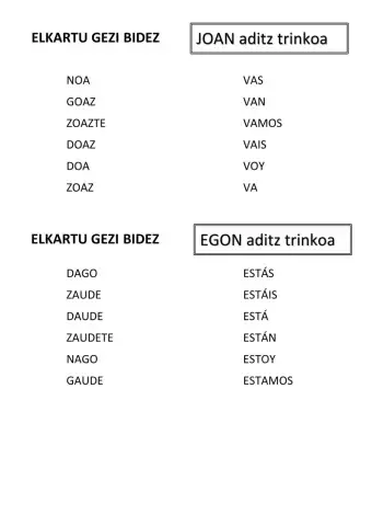 Aditz trinkoa euskera-gaztelania