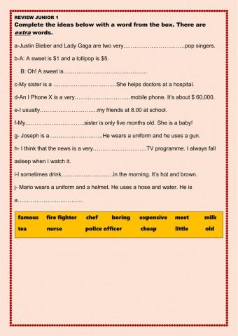 Read and write a word from the box.