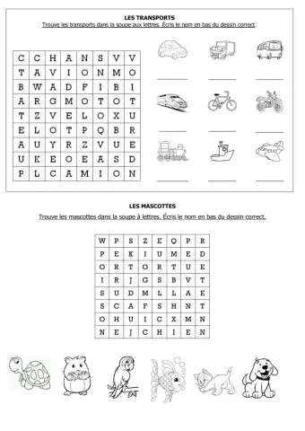 Les transports et les mascottes