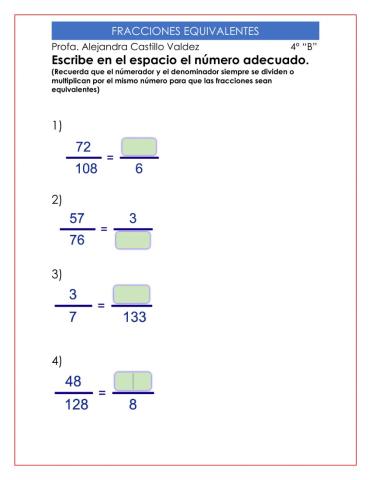 Fracciones equivalentes 3