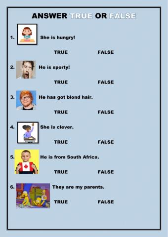 Look and choose true or false