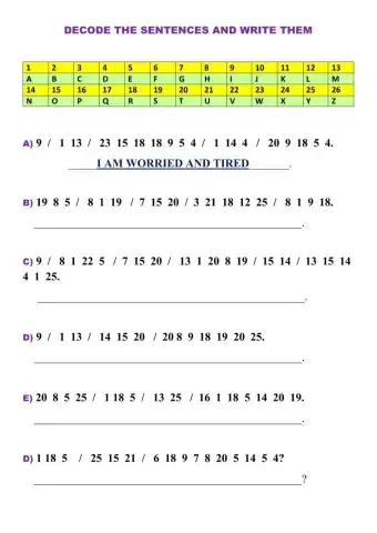 Decode the sentences and write them