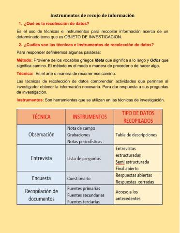 Técnicas e instrumentos de investigación