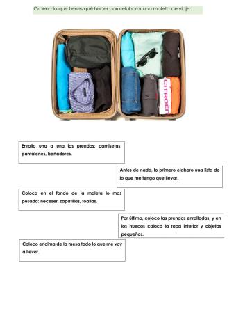 Realizar maleta y equipaje.