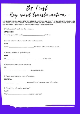 B2 First - Key word transformations