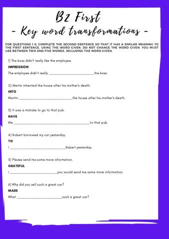 B2 First - Key word transformations