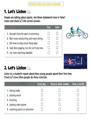 Listening activities : free time