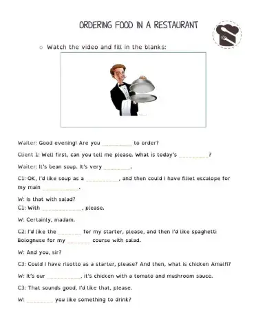 Ordering at a restaurant