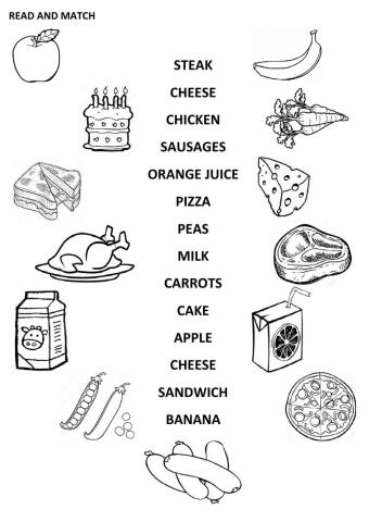 FOOD Read and match