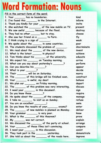 Word formation Nouns