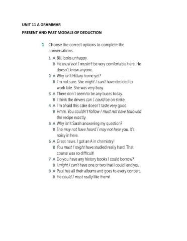 Grammar Unit 11 A