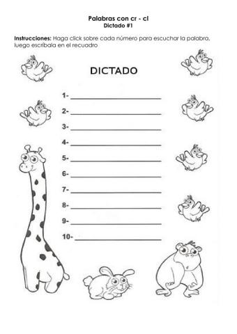 Dictado palabras con cr - cl