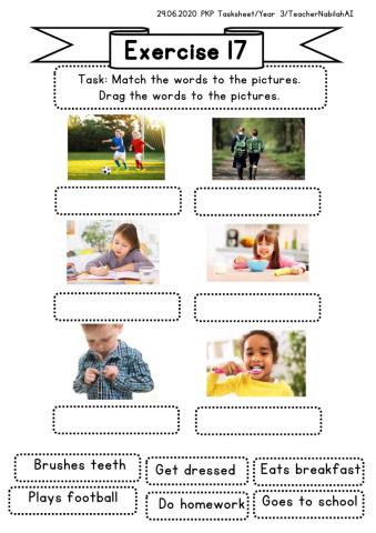 Tasksheet Year 3 What we Do Daily