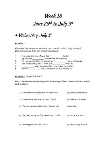 Answer Sheet Week 16