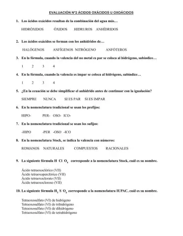 Prueba ácidos oxácidos u oxoácidos