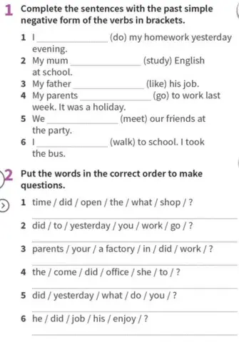 Past simple regular verbs