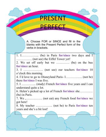 Present Perfect For-Since