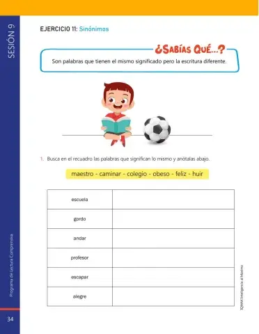 actividad de sinónimo