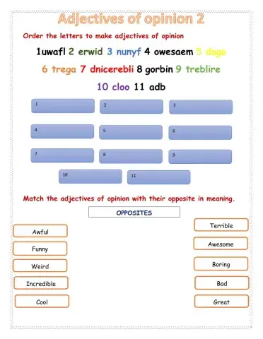 Adjectives of opinion 2