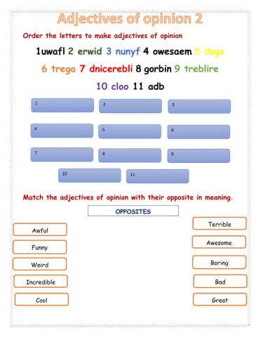Adjectives of opinion 2