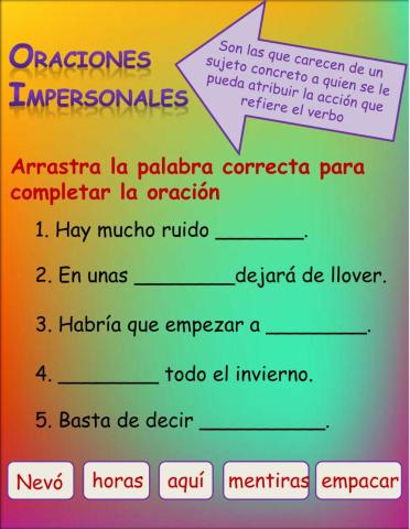 Oraciones Impersonales