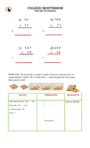 Multiplicación y problema