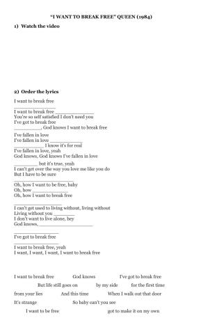 I want to break free, Queen (1984)