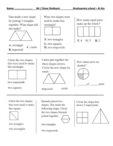 2d shapes and equal shares grade 1