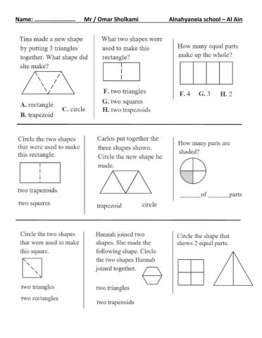 2d shapes and equal shares grade 1
