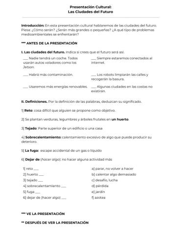 5. Presentación Cultural: Las Ciudades del Futuro