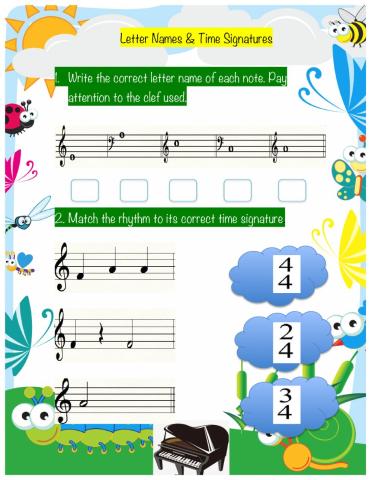 Letter Names & Time Signatures