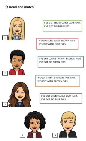 Hair and eyes description