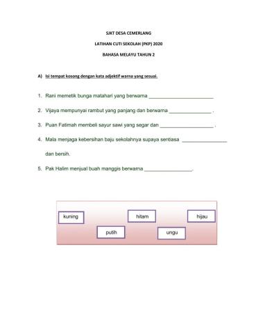 Bahasa melayu tahun 2