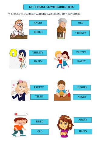 Practicing with adjectives