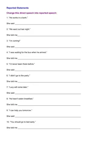 Resported Speech - Unit 11 EiM YL11