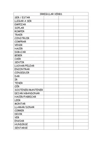 Verbos irregulares