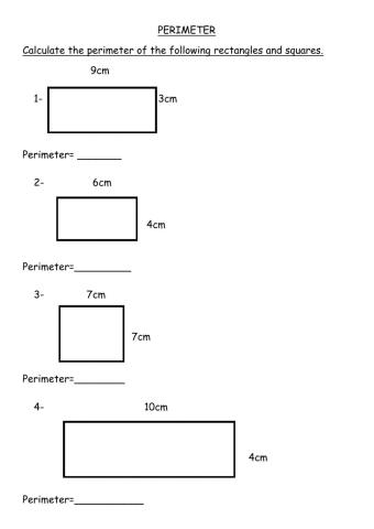 Perimeter of rectangles and squares