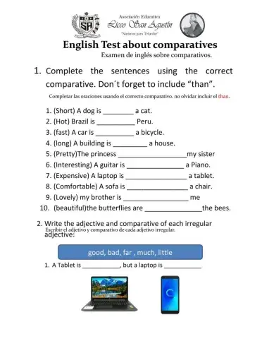 English Test about comparatives