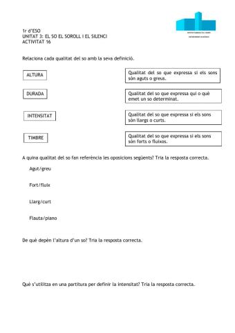 Repassem les qualitats del so.