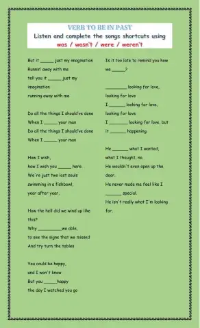 Verb to Be in past in songs